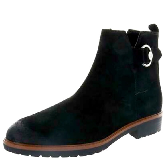 Tommy Hilfiger | Black Suede Leather Zip Ankle Chelsea Boots Size 6.5 - Picture 1 of 12